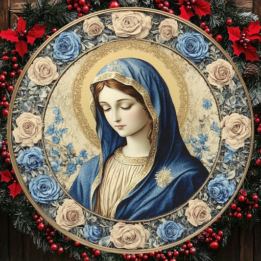 Our Lady with Blue Roses Decoration